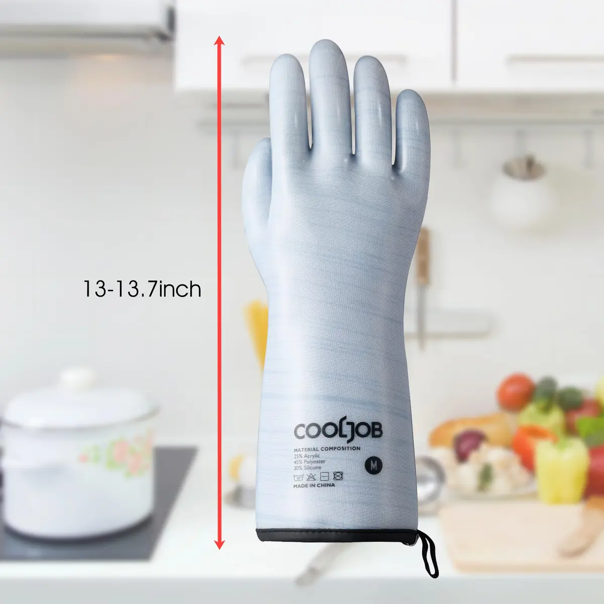 COOLJOB Heat Resistant Oven Gloves Medium Blue | Waterproof BBQ Mitts for High Heat Cooking - view 6