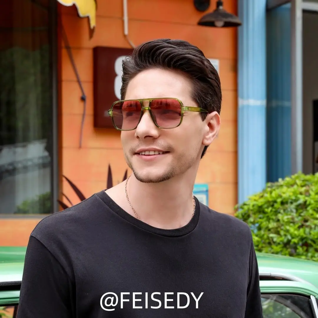 FEISEDY Retro Square Aviator Sunglasses for Women & Men | UV400 Protection, Oversized Shades, 55MM - view 4