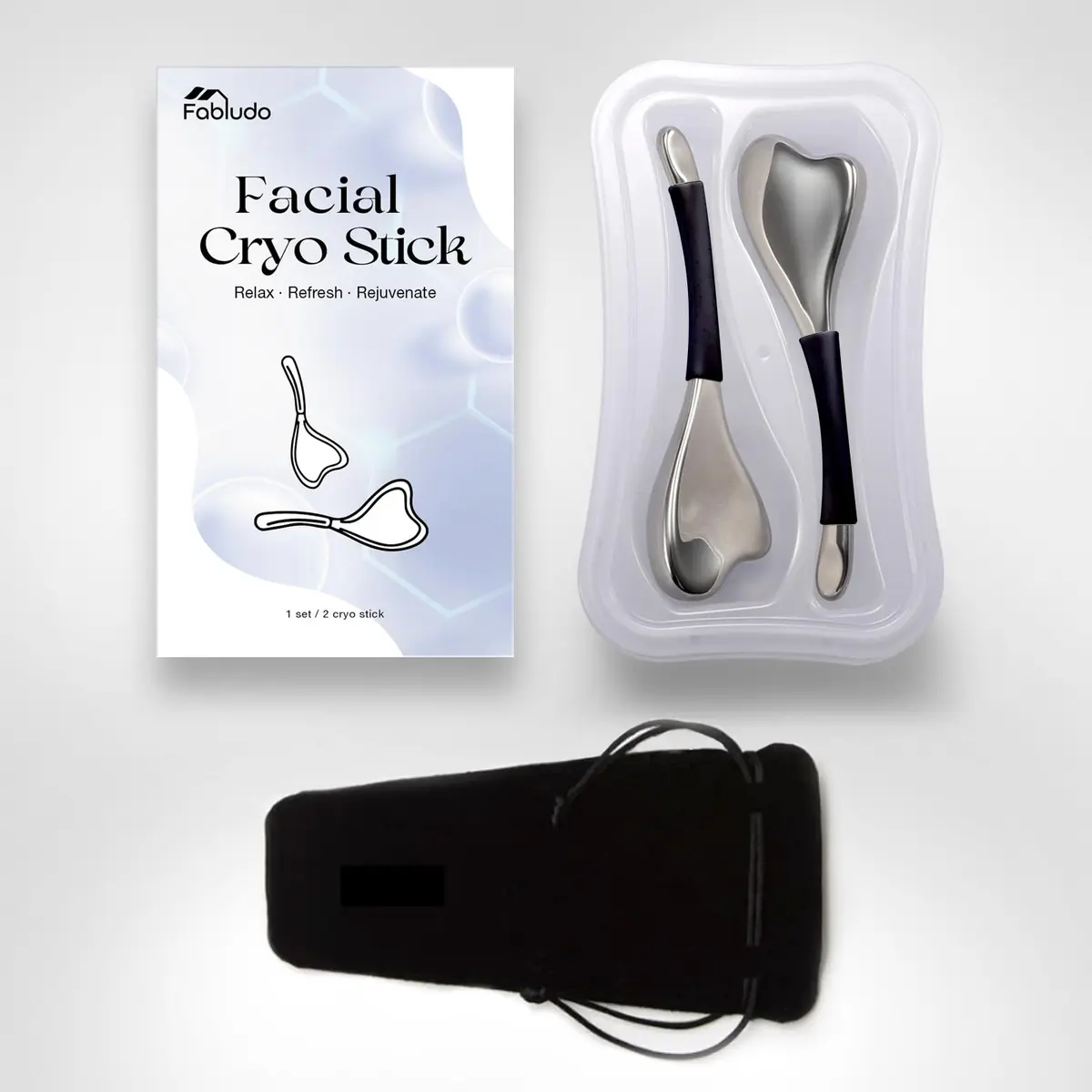Fabludo 3-in-1 Cryo Gua Sha Facial Tools, Ice Roller Globes for Women Face and Eyes, Stainless Steel Skin Care Tools, with Carry Case - view 7