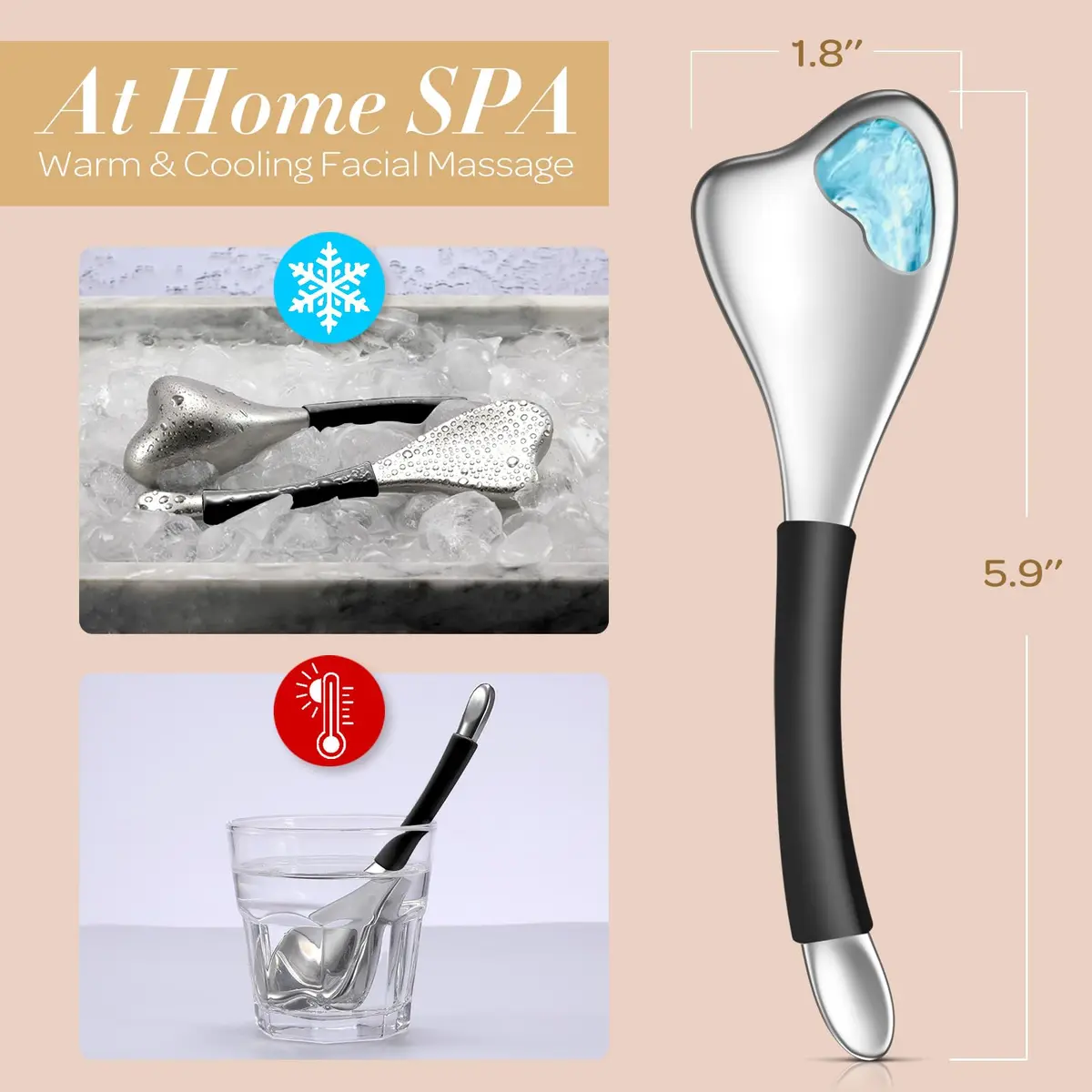 Fabludo 3-in-1 Cryo Gua Sha Facial Tools, Ice Roller Globes for Women Face and Eyes, Stainless Steel Skin Care Tools, with Carry Case - view 3
