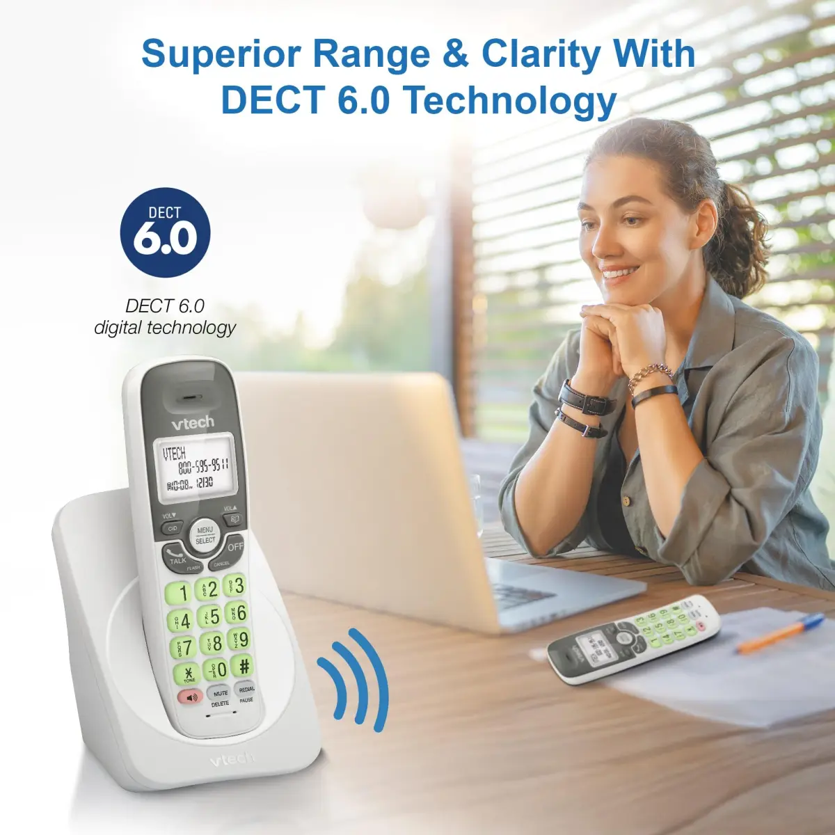VTech VG131 Cordless Phone with DECT 6.0, Full-Duplex Speakerphone, Lighted Display, Backlit Keypad, Caller ID, Wall Mount | 10.7 cm (4.2 in) Width - view 4