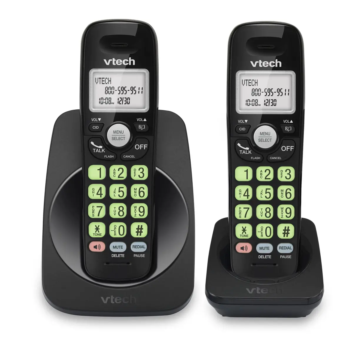 VTech VG131-21 Black Cordless Phone with 2 Handsets | DECT 6.0, Full-Duplex Speakerphone, Caller ID, Wall Mount - main product image