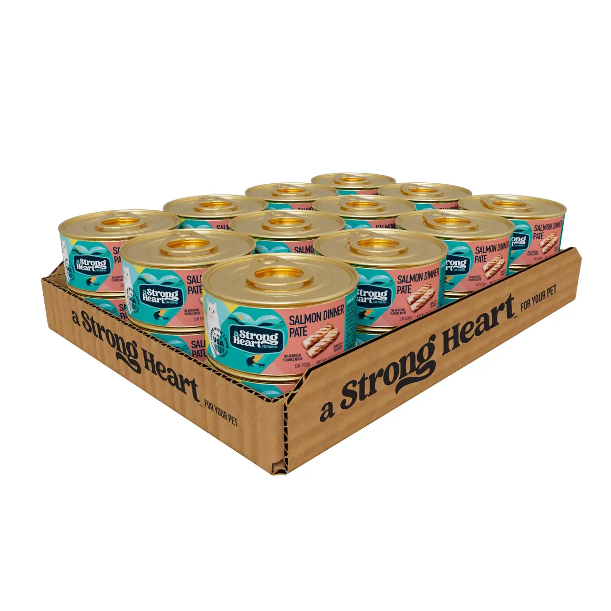 Strongheart Salmon Dinner Cat Pate, All Life Stages, 3oz, 24pk | Complete & Balanced Nutrition - main product image