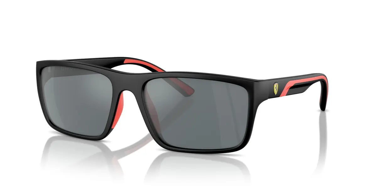 Scuderia Ferrari FZ6003U Sunglasses, Black Matte/Grey Mirrored, 59 mm | Sporty Oversized Rectangular Frame with UV Protection - view 2
