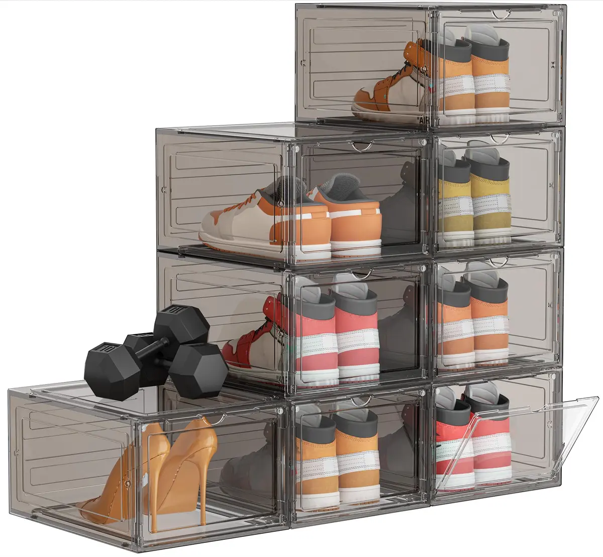 HOMIDEC Shoe Storage 8 Pack Clear Plastic Shoe Box | Large Capacity & Stackable Design - main product image