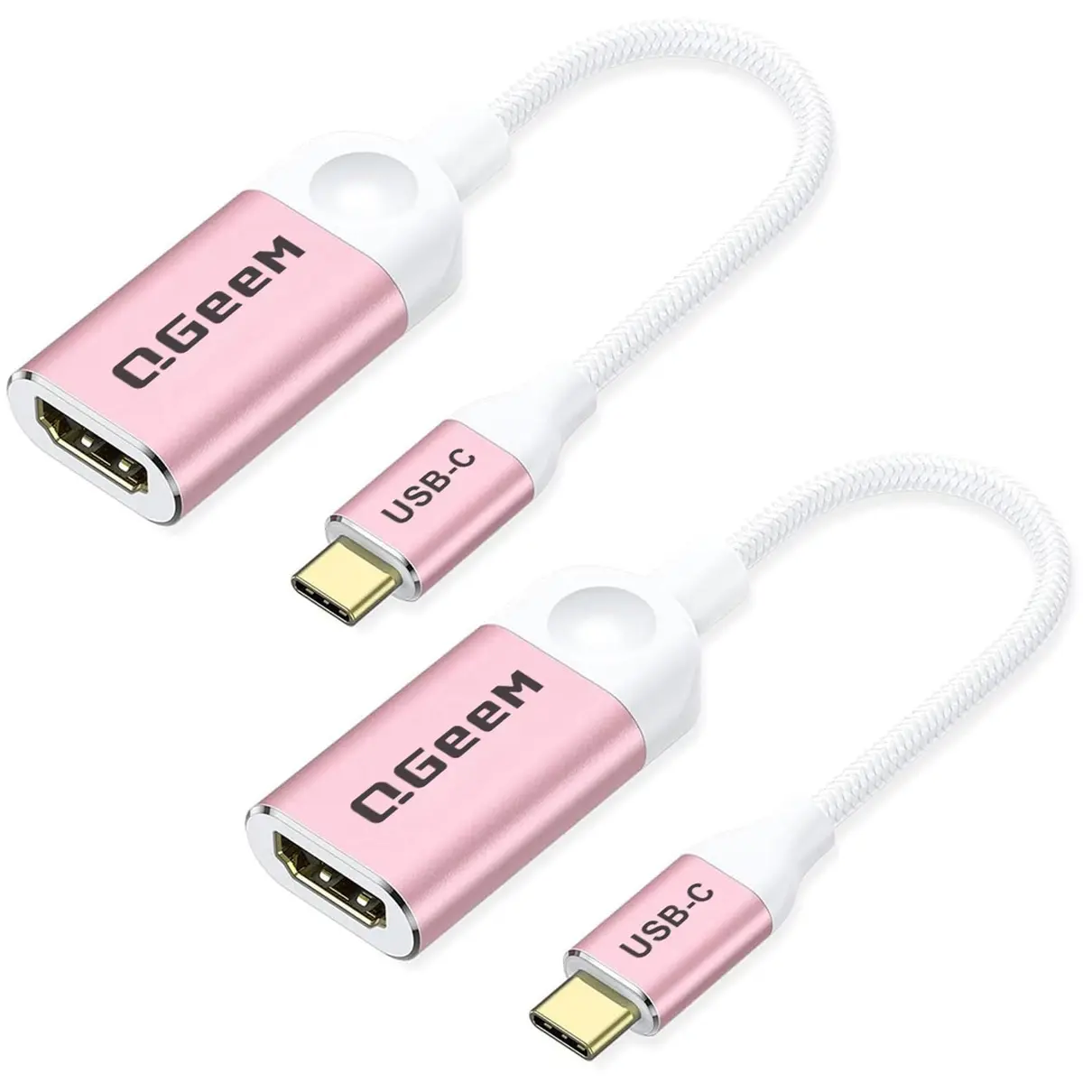 QGeeM USB C to HDMI Adapter, 4K Type C to HDMI Cable for Laptop Phone | Plug & Play, 30Hz, 4K@30Hz, Nylon Braided, Compact Design - main product image