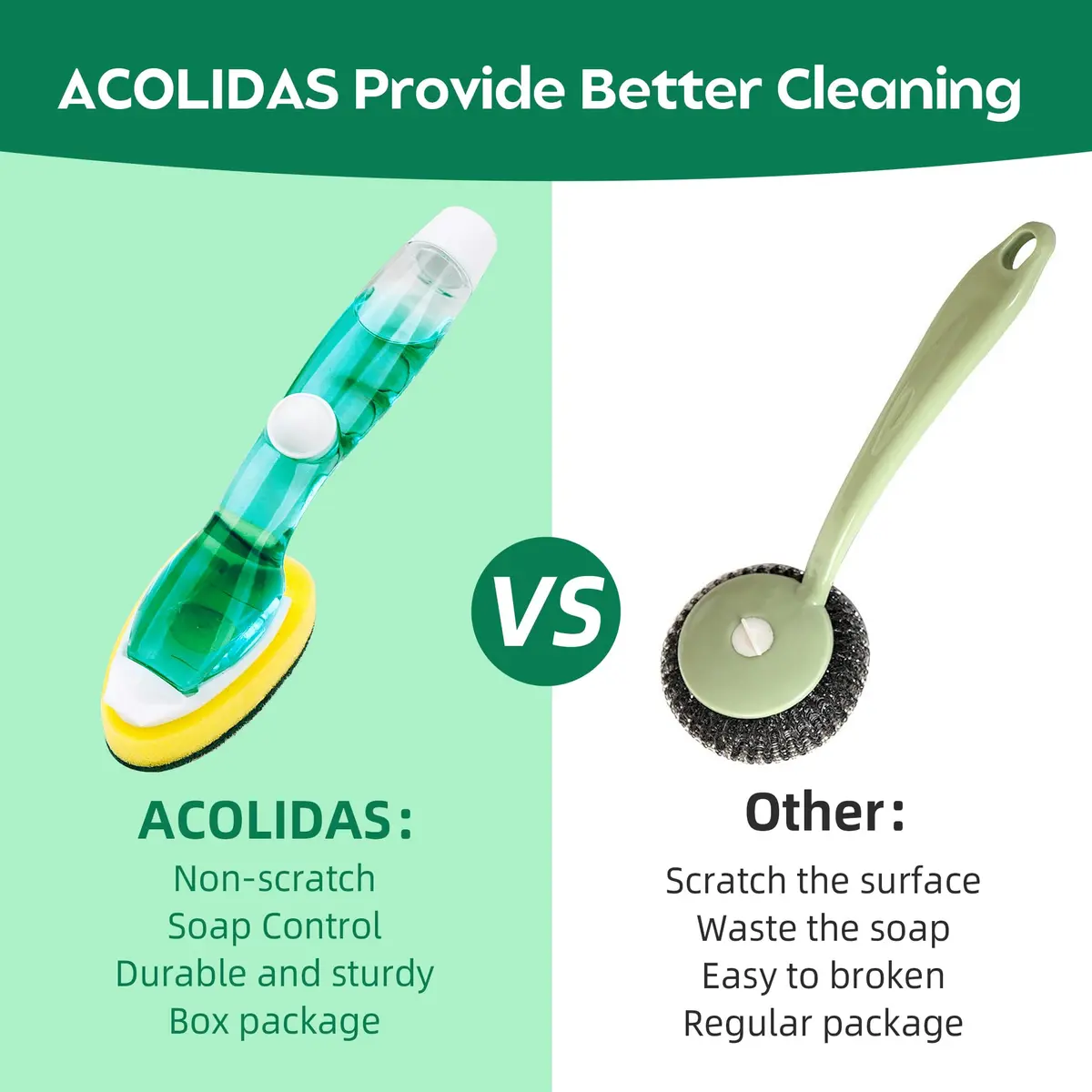 Acolidas Non Scratch Dishwand Refills 6 Pack | Durable, Scratch-Free Kitchen Sponge - view 7