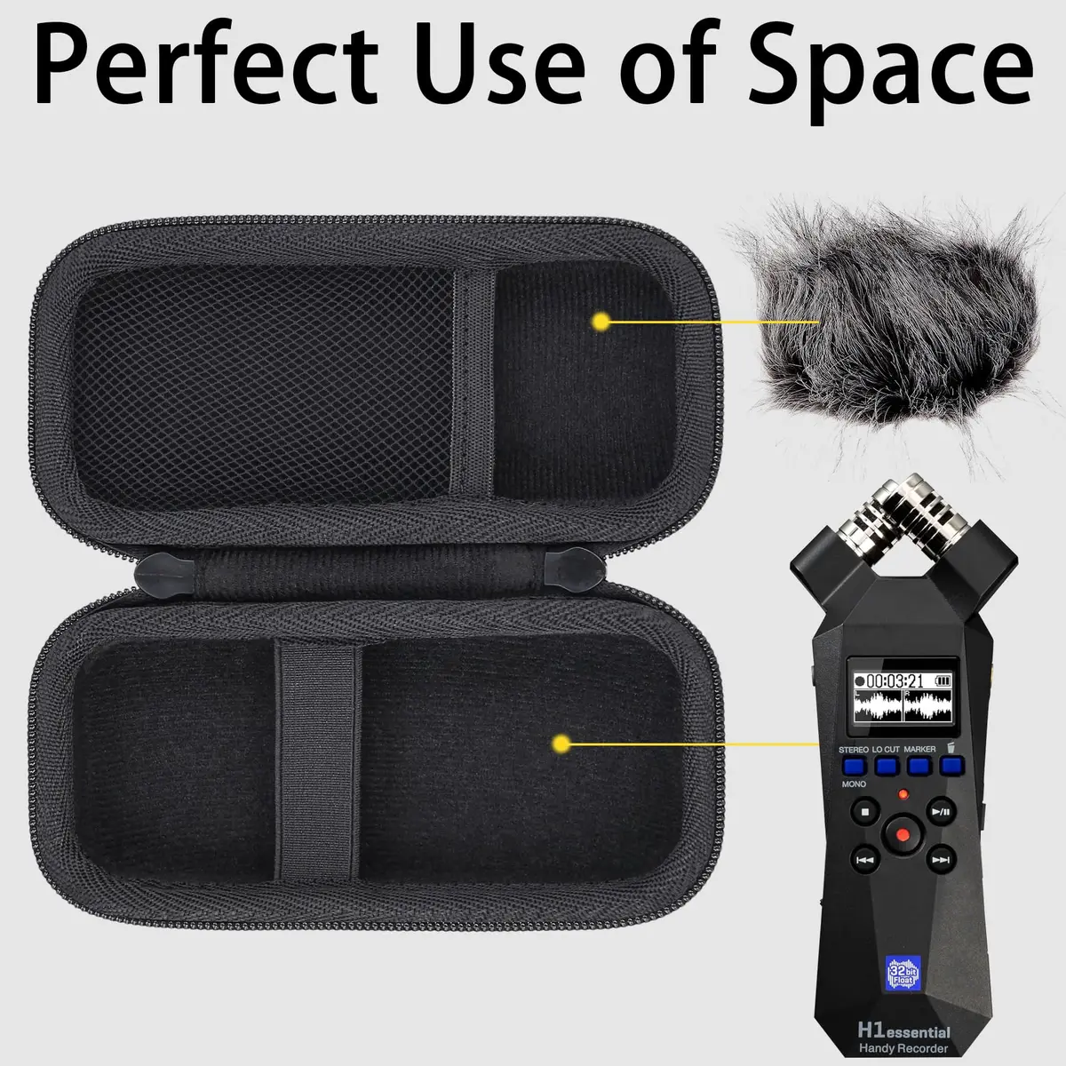 Aenllosi Hard Case for Zoom H1essential Stereo Handy Recorder | Waterproof Shockproof Dustproof Insulated - view 3
