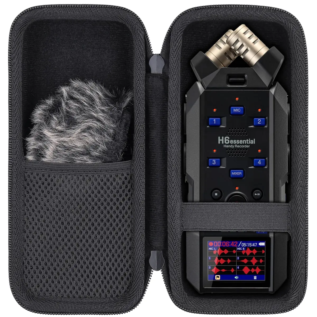Aenllosi Hard Case for Zoom H6studio/H5studio/H6essential 6-Track, Black | Shock & Waterproof Travel Case - main product image
