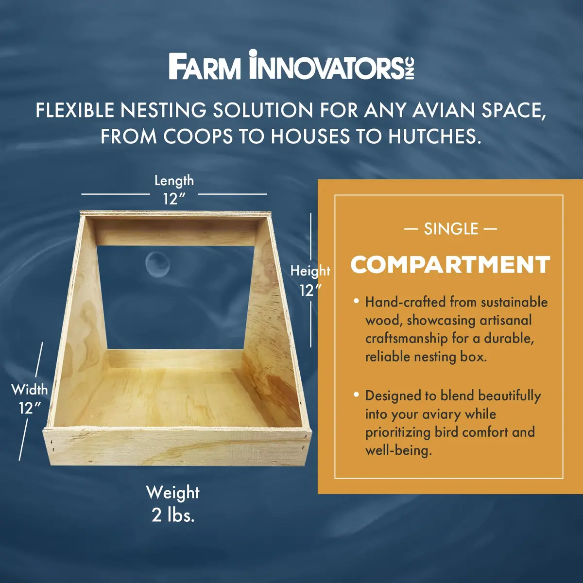 Farm Innovators Single Compartment Handcrafted Wood Chicken Nesting Box | Secure Egg-Laying Sanctuary - view 3