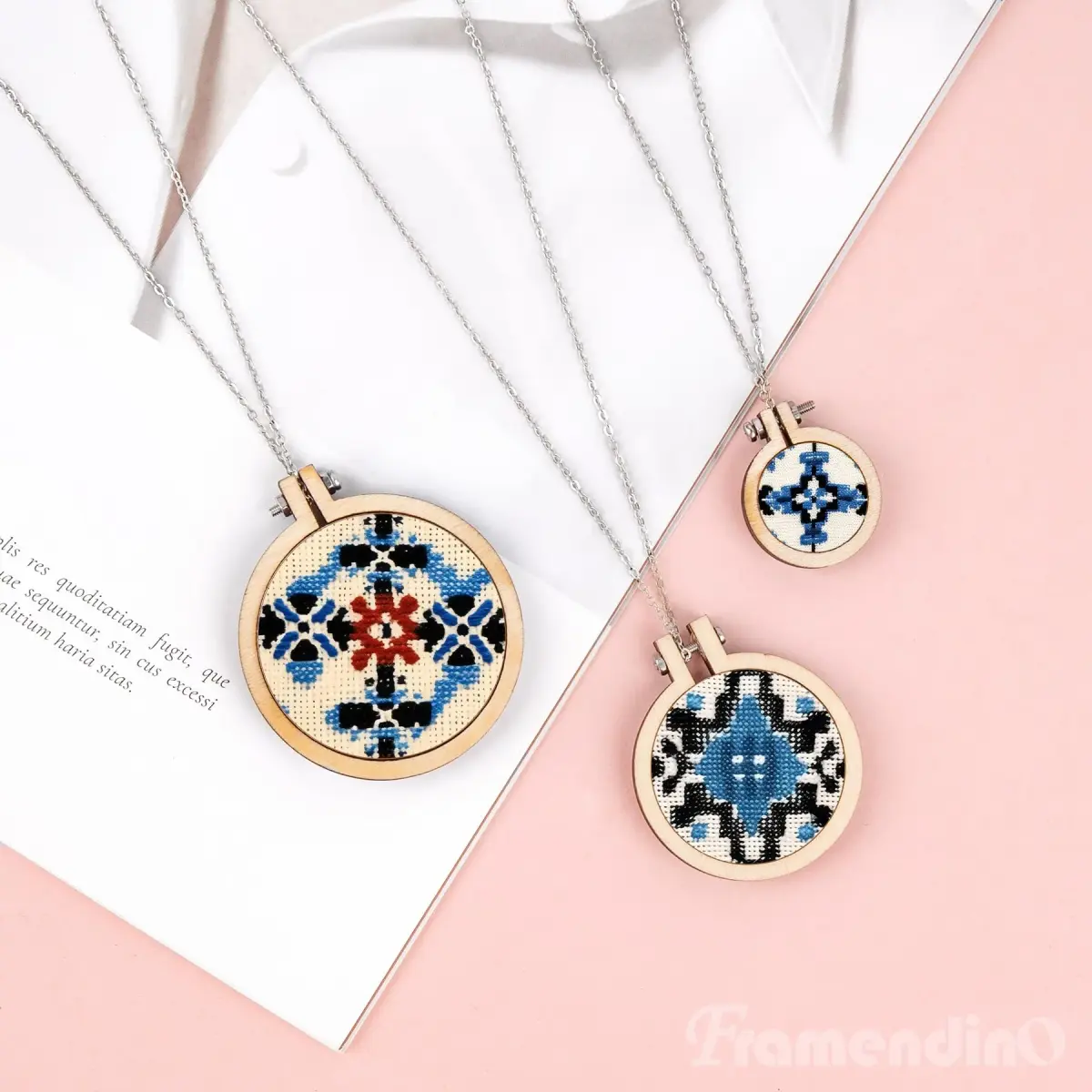 Framendino Mini Embroidery Hoop Set 4 Sizes (20 Pack) | Wood Craft Hoops for DIY Hanging Ornaments - view 4