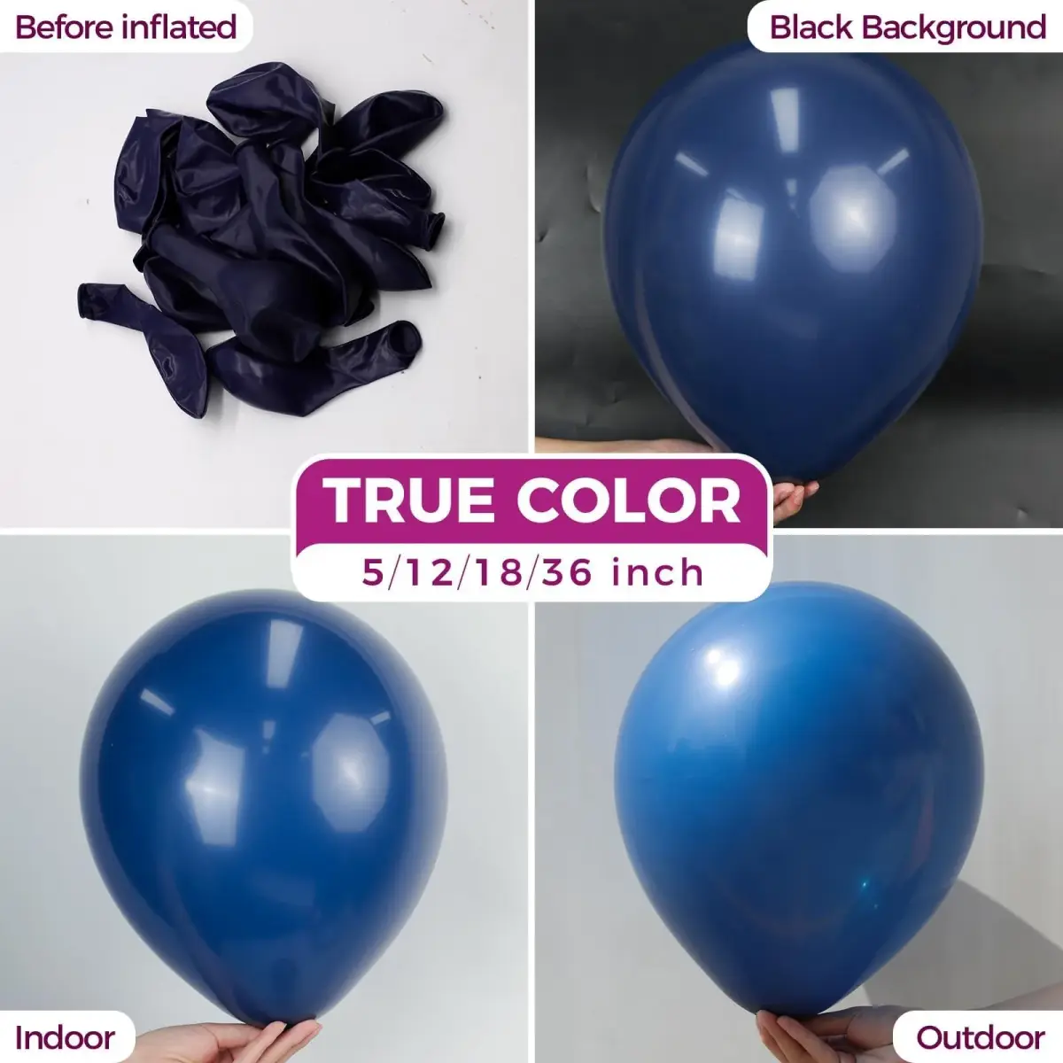 Bezente Navy Blue Giant Latex Round Balloons 36 Inch 8 Pack | Premium Quality for Parties - view 2