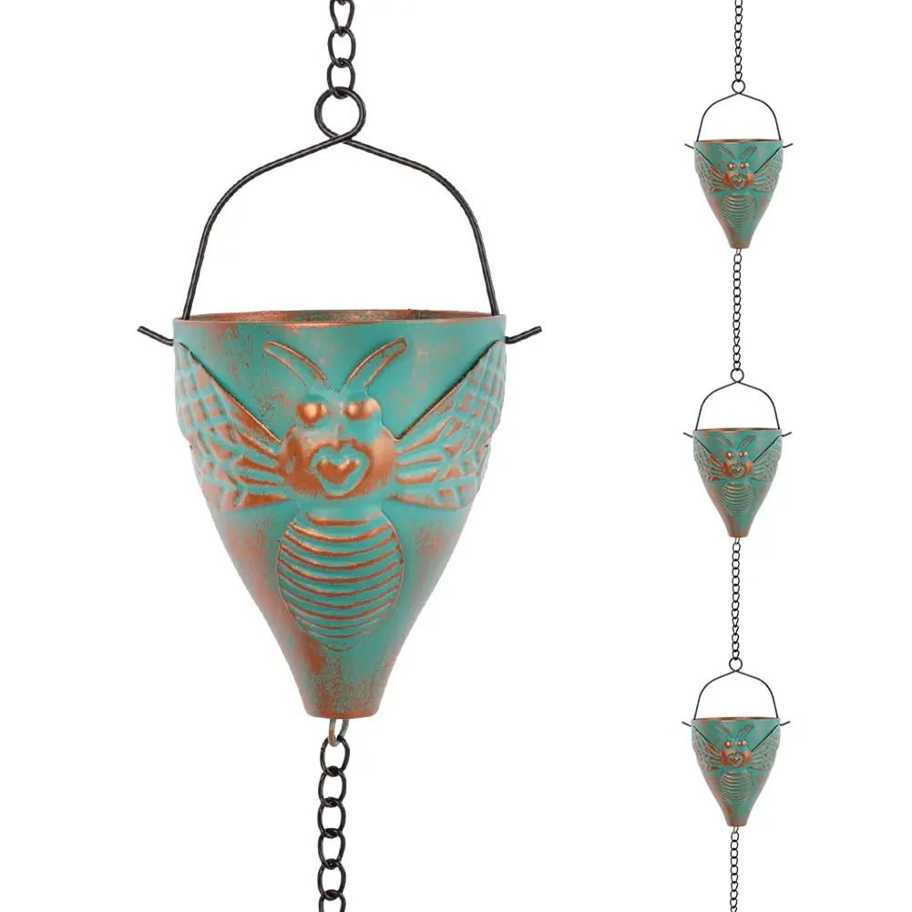 giole Bee Pattern Rain Chain 3.25 m (10.66 ft) | Decorative Metal Downspout Alternative - main product image