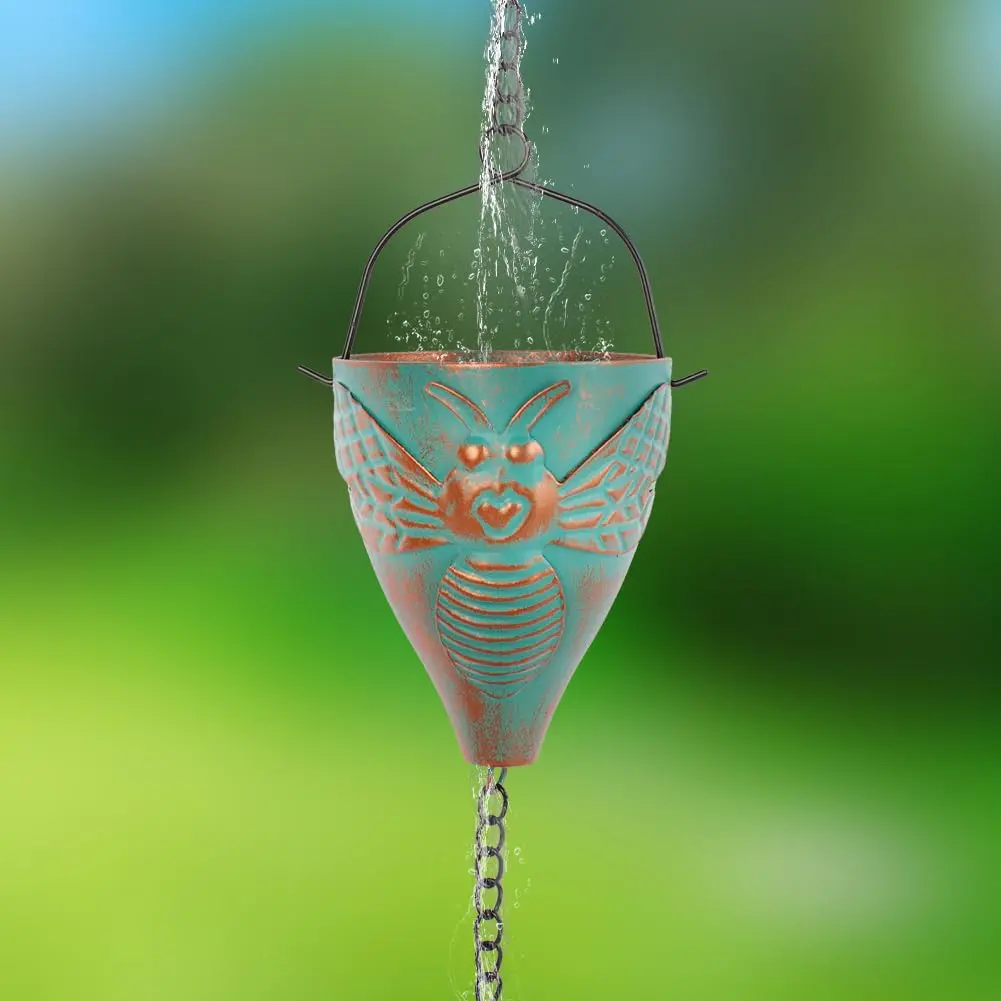 giole Bee Pattern Rain Chain 3.25 m (10.66 ft) | Decorative Metal Downspout Alternative - view 5