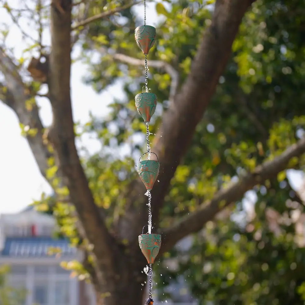 giole Bee Pattern Rain Chain 3.25 m (10.66 ft) | Decorative Metal Downspout Alternative - view 3