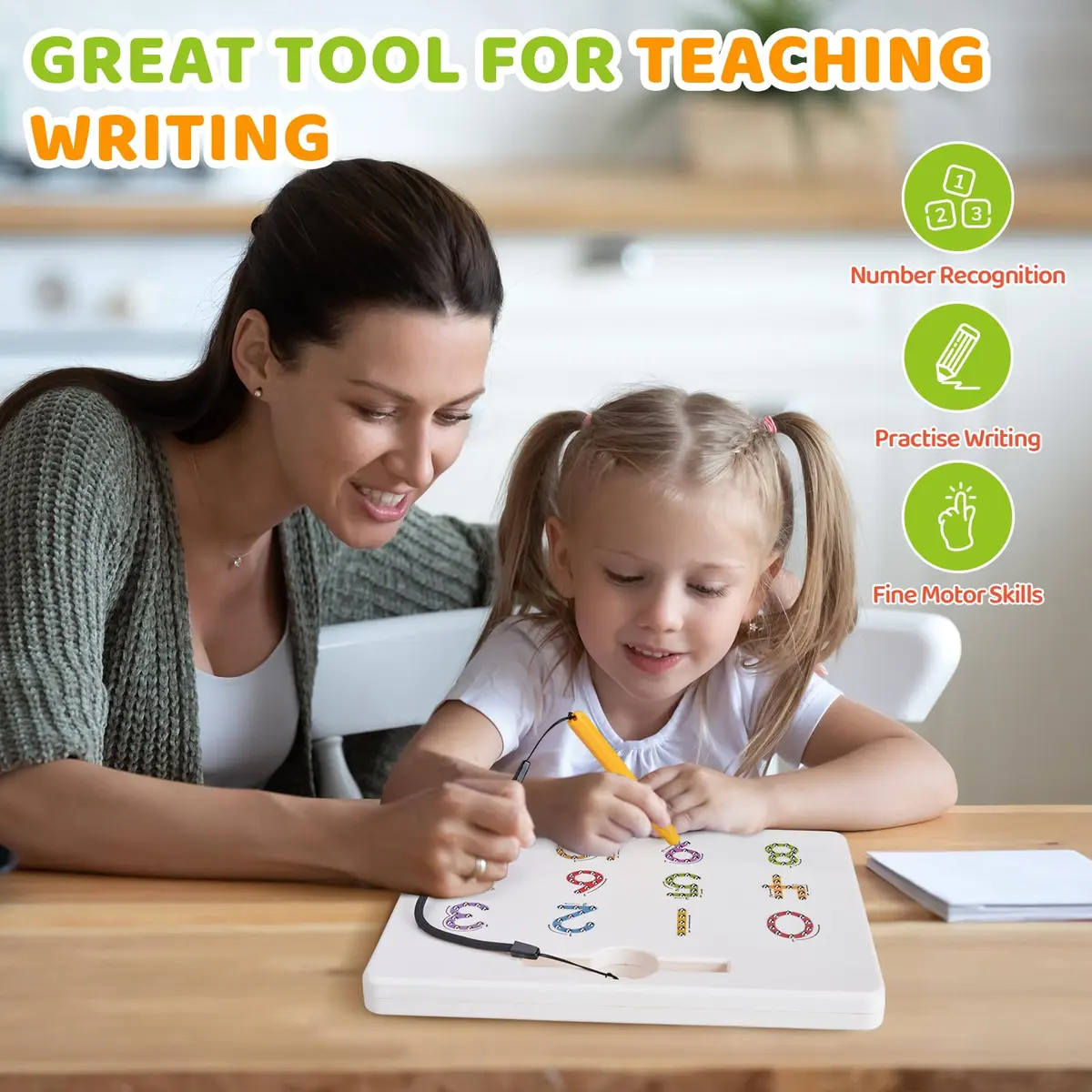 GAMENOTE Magnetic Number Tracing Board Double Sided 1-20 | Interactive Learning Toy for Kids - view 7