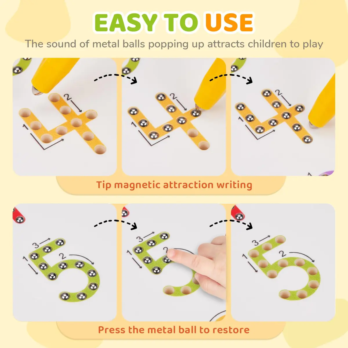 GAMENOTE Magnetic Number Tracing Board Double Sided 1-20 | Interactive Learning Toy for Kids - view 2