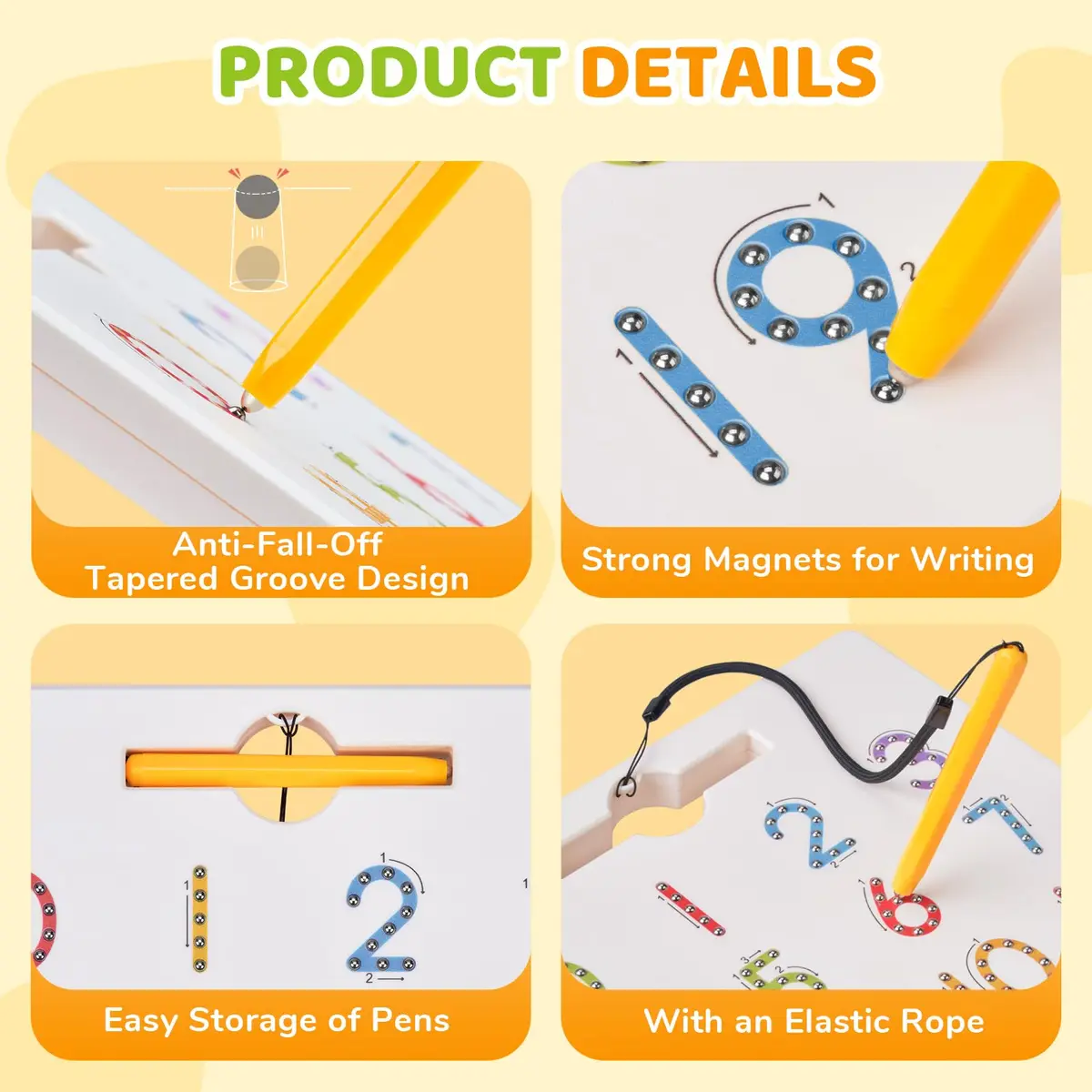 GAMENOTE Magnetic Number Tracing Board Double Sided 1-20 | Interactive Learning Toy for Kids - view 4