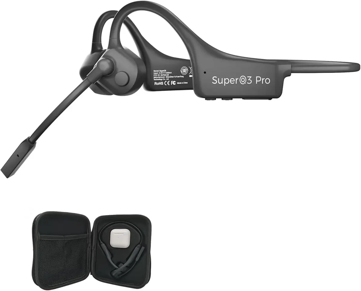 YouthWhisper Open Ear Bone Conduction Headphones with Mic | Bluetooth 5.2 Wireless Earbuds Set for India - main product image
