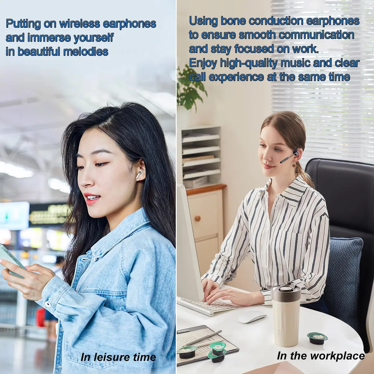 YouthWhisper Open Ear Bone Conduction Headphones with Mic | Bluetooth 5.2 Wireless Earbuds Set for India - view 4