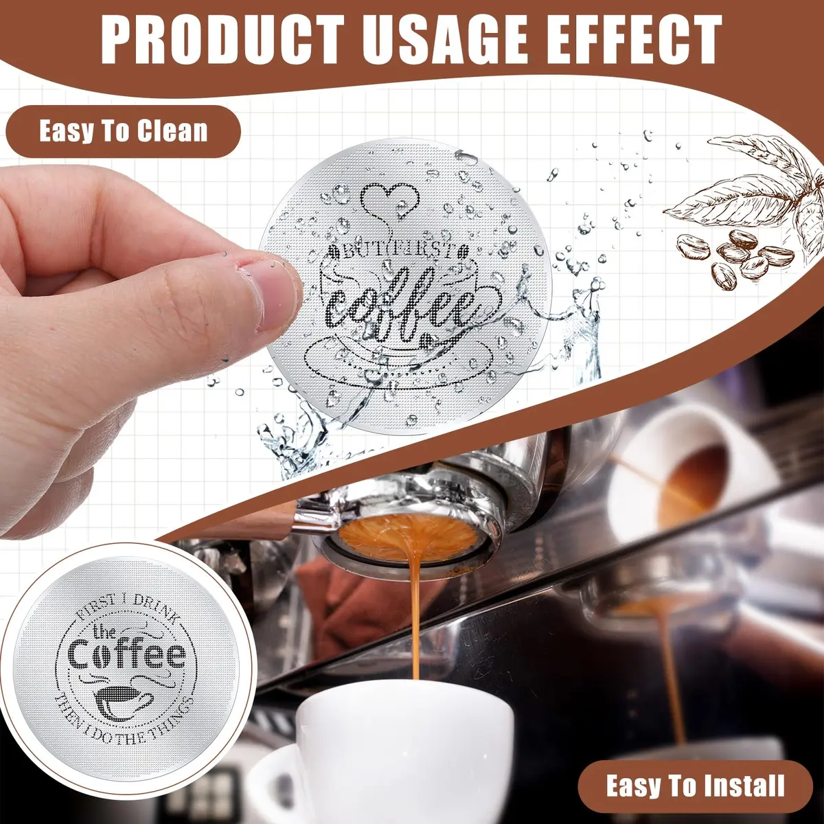 Yaomiao 53.3mm Espresso Puck Screen 2 Pcs | 2.1 inch Diameter, 0.2mm Thickness, 200μm Mesh - view 4