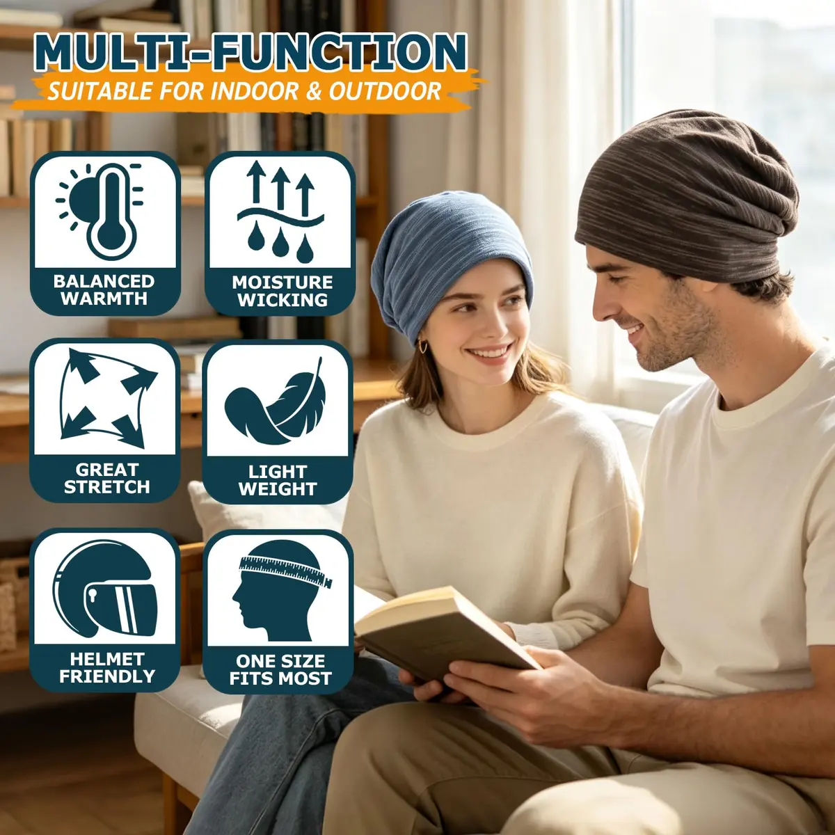 EINSKEY Slouchy Beanie for Men Women, Cotton Multipurpose Daily Headwear - view 5