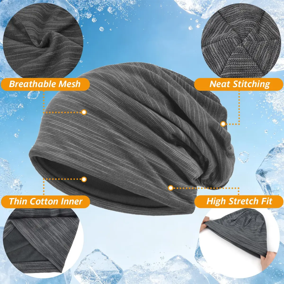 EINSKEY Slouchy Beanie for Men Women, Cotton Multipurpose Daily Headwear - view 2
