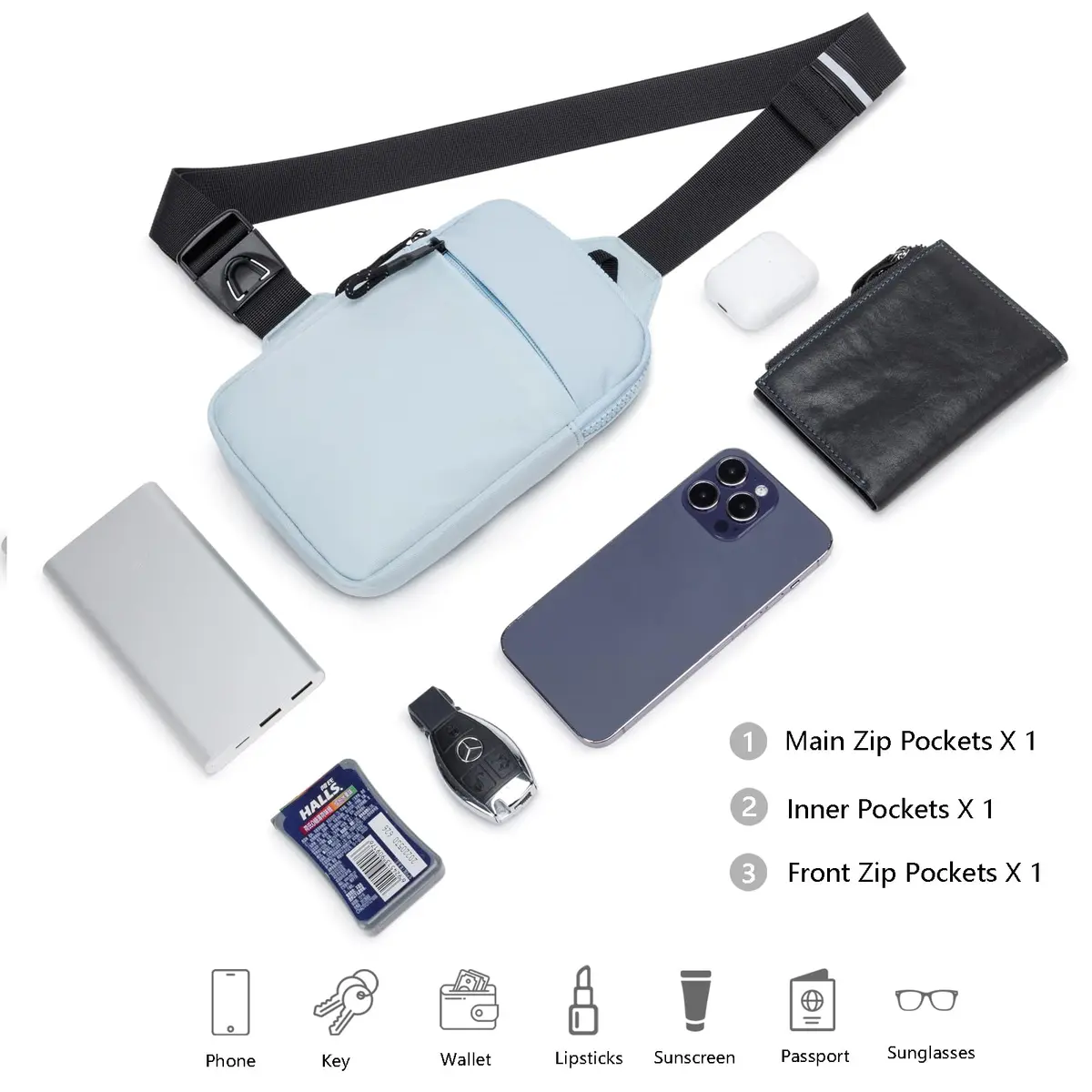 higouta Mini Sling Bag 2L (6.8 oz) | Waterproof Crossbody Chest Pack for Men & Women - view 5
