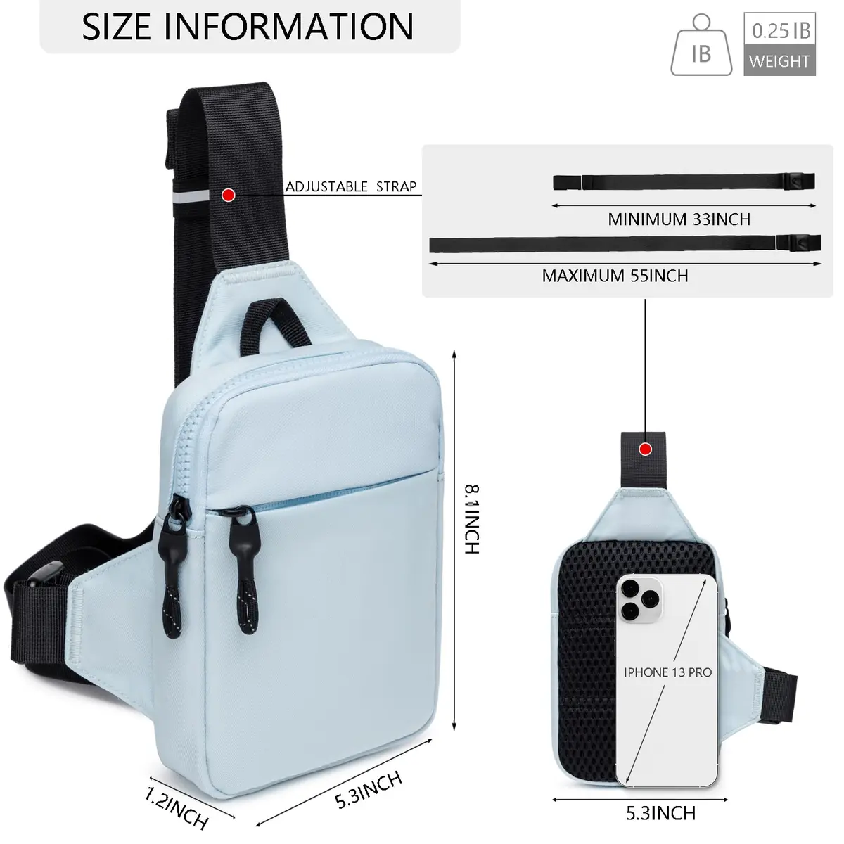 higouta Mini Sling Bag 2L (6.8 oz) | Waterproof Crossbody Chest Pack for Men & Women - view 4