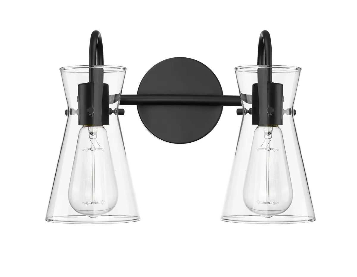 ML Lighting Camellia Collection 2 Light Vanity Matte Black | Elegant Bathroom Fixture - main product image