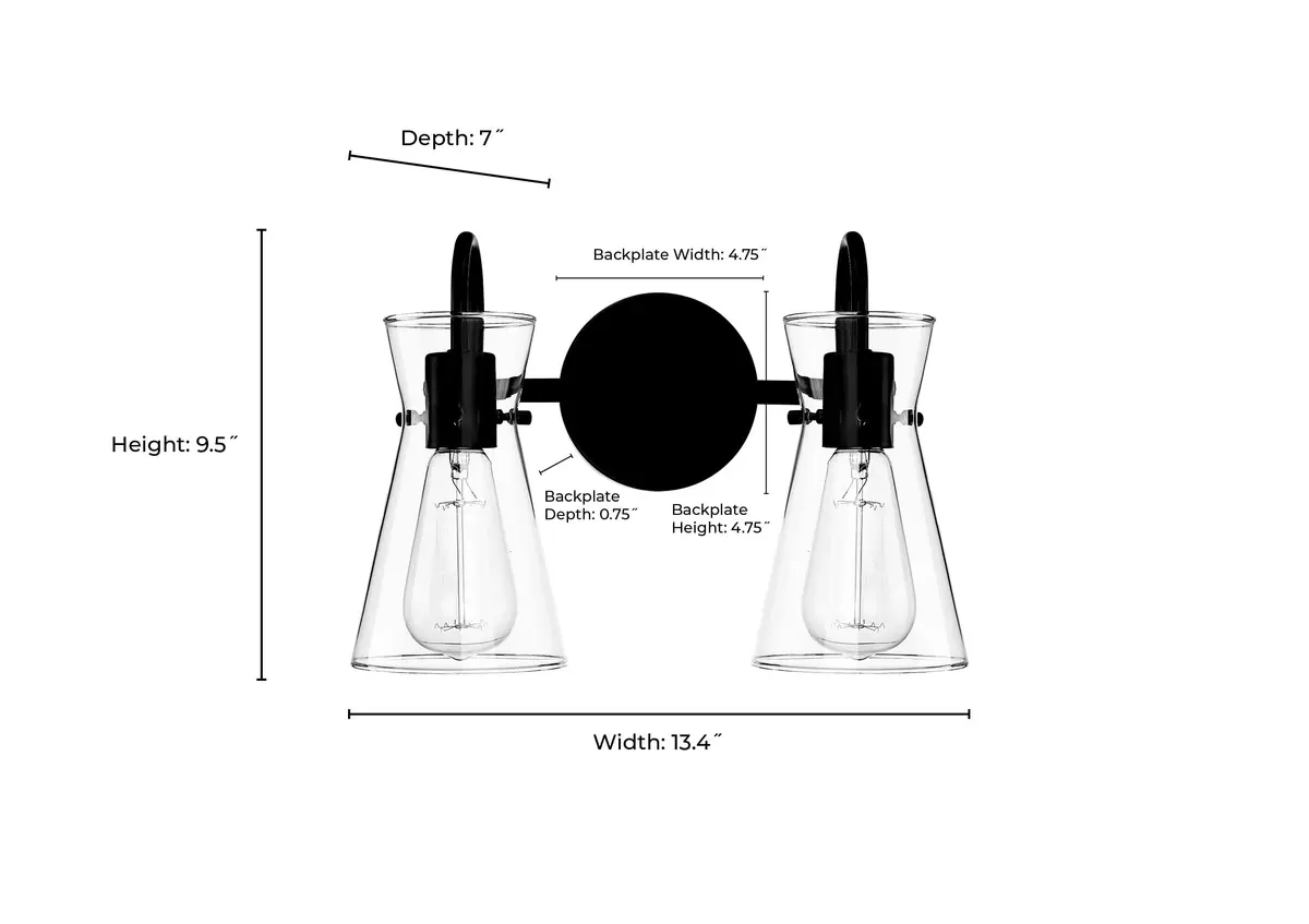 ML Lighting Camellia Collection 2 Light Vanity Matte Black | Elegant Bathroom Fixture - view 6