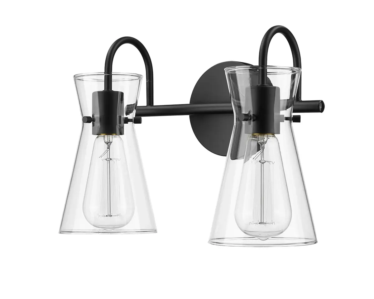 ML Lighting Camellia Collection 2 Light Vanity Matte Black | Elegant Bathroom Fixture - view 2