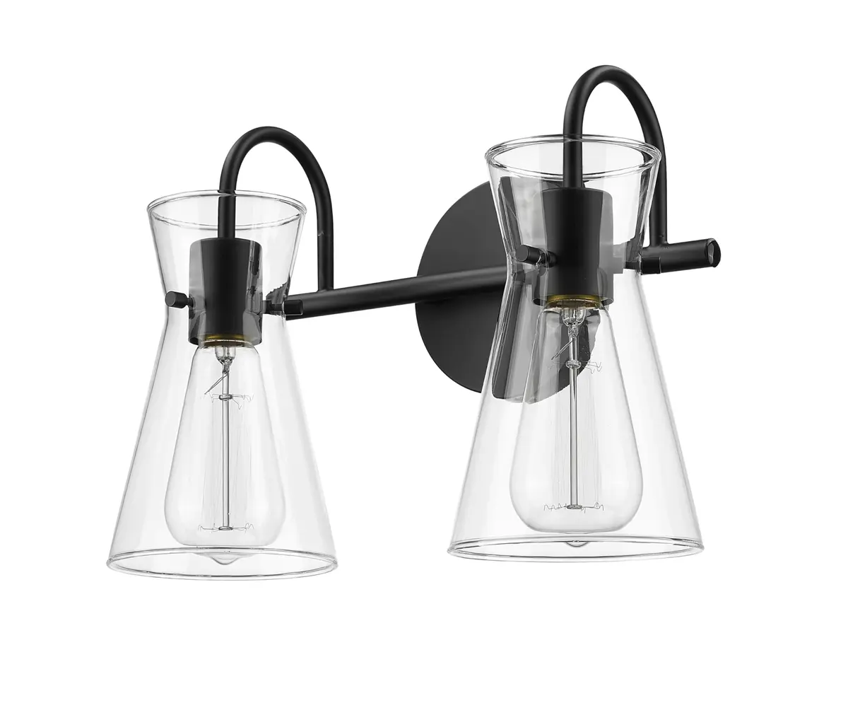 ML Lighting Camellia Collection 2 Light Vanity Matte Black | Elegant Bathroom Fixture - view 3