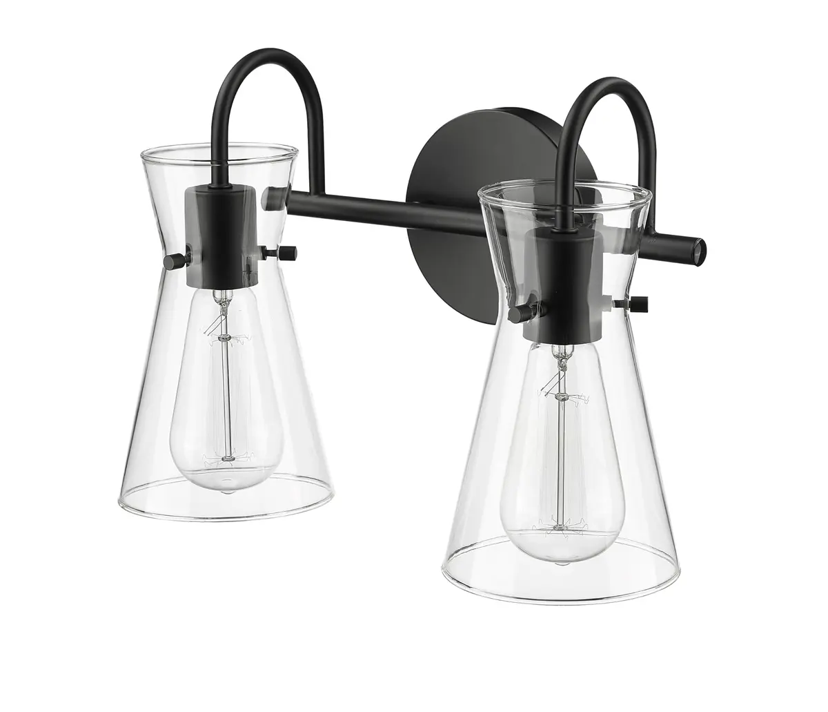 ML Lighting Camellia Collection 2 Light Vanity Matte Black | Elegant Bathroom Fixture - view 4