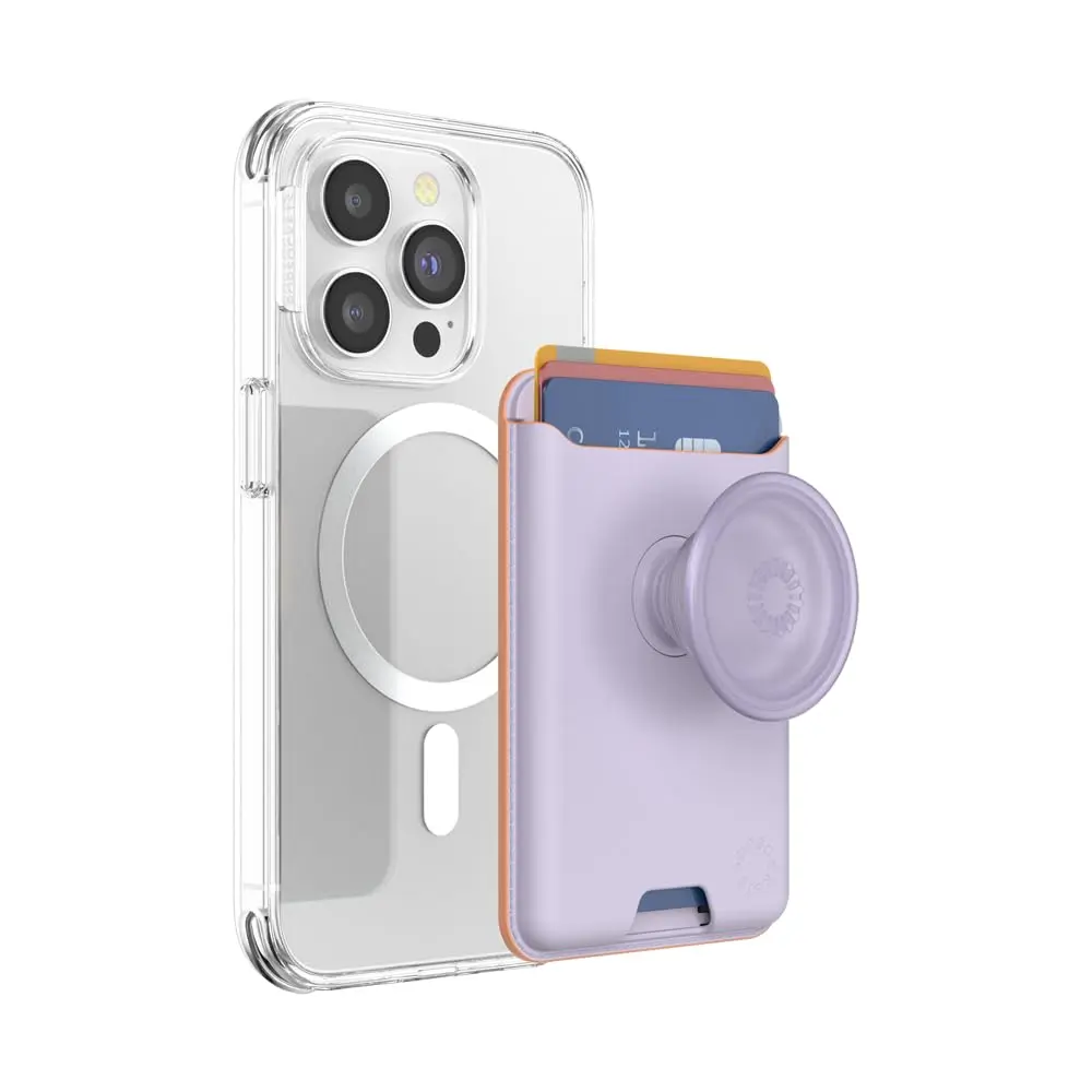 PopSockets Phone Wallet for MagSafe with Grip- Lavender | Slim Magnetic Card Holder for iPhone & Android - main product image
