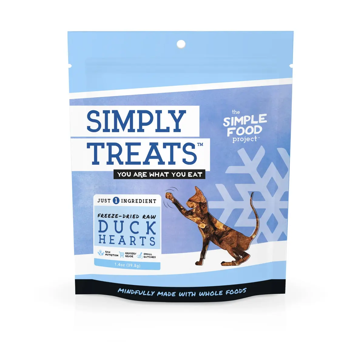 Simple Food Project Duck Hearts Freeze Dried Cat Treats 39.8g | Grain-Free, All Natural, Single Ingredient - main product image