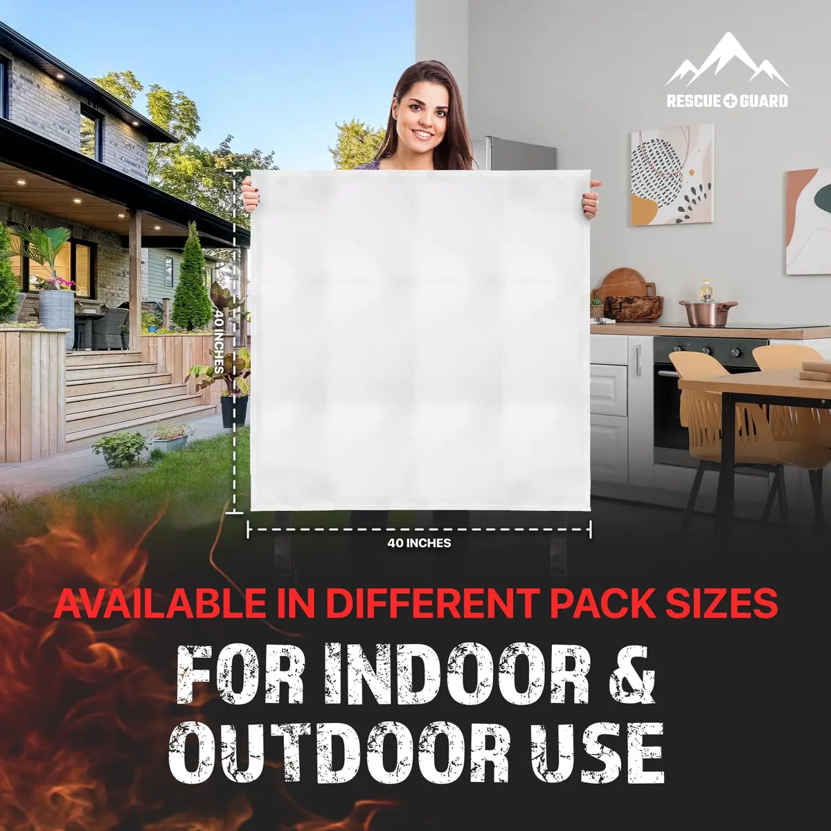RESCUE GUARD 40”x40” Fire Blanket 2 Pack | Fireproof Fiberglass Safety Cover for Home & Kitchen - view 5