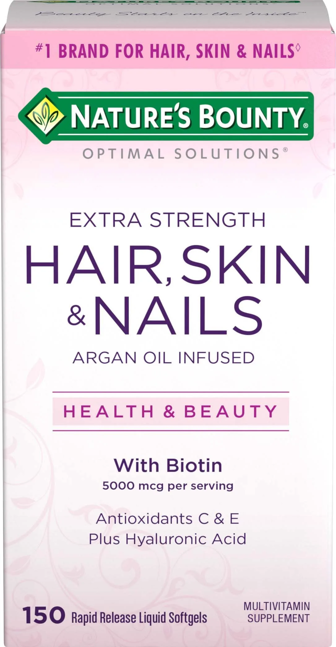 Nature's Bounty Optimal Solutions 5000mcg Biotin Tablets for Hair, Skin & Nails | Supports Healthy Hair, Skin & Nails (60 Count) - main product image