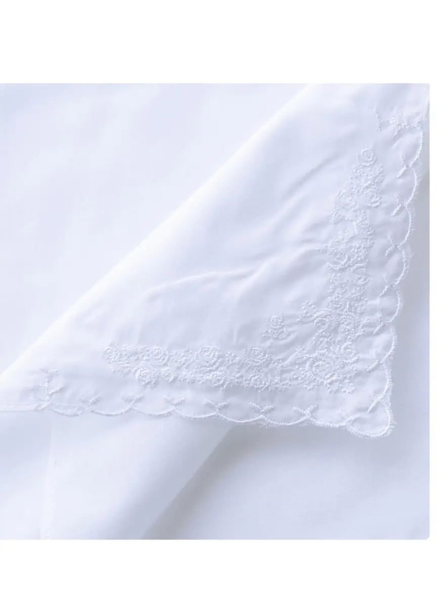 LACS Handkerchiefs Assorted Ladies Embroidered Cotton Handkerchiefs 9PCS | Soft, White Rose, Scalloped Edges - view 2