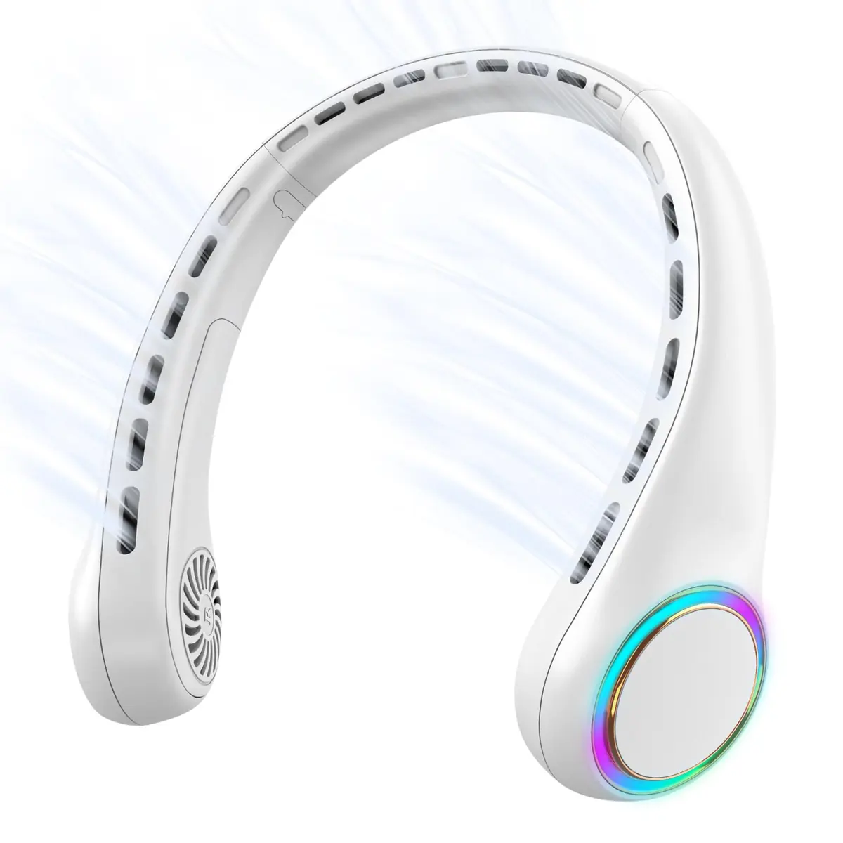GULAKI Portable Neck Fan White | Hands Free Cooling with 4000mAh Battery (70-120c) - main product image