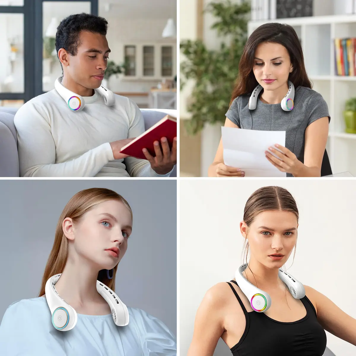 GULAKI Portable Neck Fan White | Hands Free Cooling with 4000mAh Battery (70-120c) - view 8