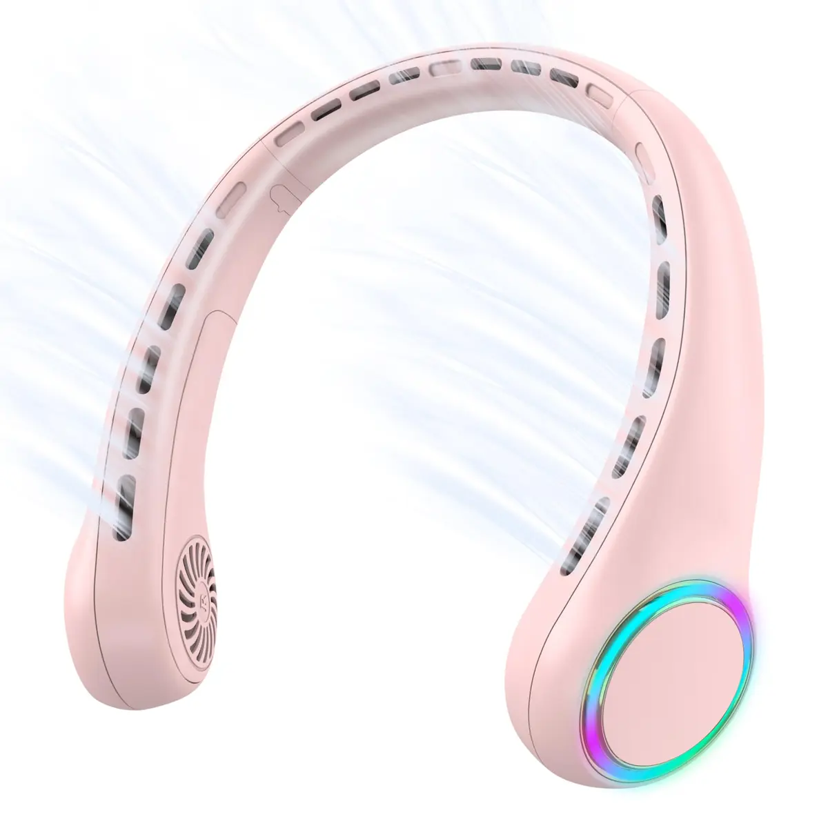 GULAKI Wearable Neck Fan with 4000mAh Battery & 64 Cool Lights | 3-Speed Rechargeable Personal Fan for Summer - main product image