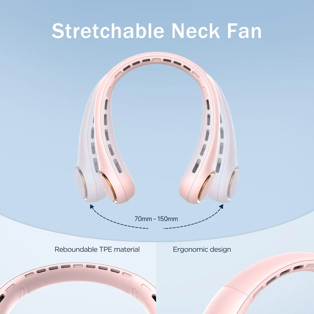 GULAKI Wearable Neck Fan with 4000mAh Battery & 64 Cool Lights | 3-Speed Rechargeable Personal Fan for Summer - view 6