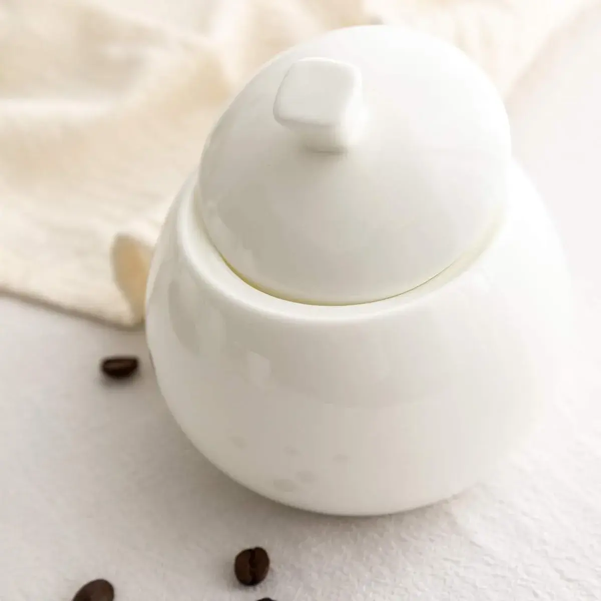 Bicuzat Pure White Fine Bone China Sugar Bowls Set 355ml (12 oz) | Classic Solid Design - view 5