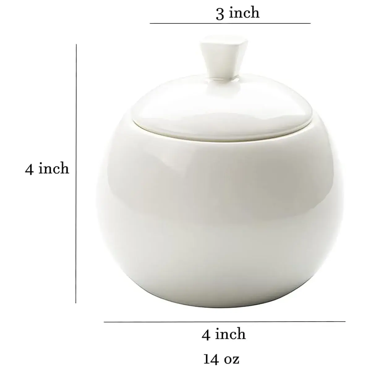 Bicuzat Pure White Fine Bone China Sugar Bowls Set 355ml (12 oz) | Classic Solid Design - view 2