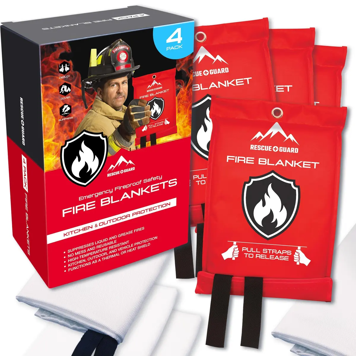 RESCUE GUARD Emergency Fire Blanket 40x40” | Quick Fire Control for Home & Kitchen - main product image
