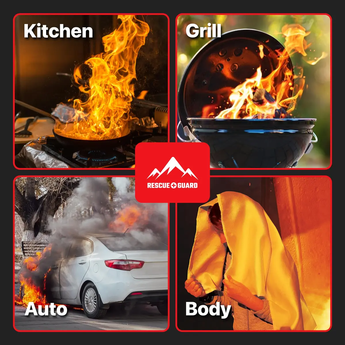 RESCUE GUARD Emergency Fire Blanket 40x40” | Quick Fire Control for Home & Kitchen - view 8