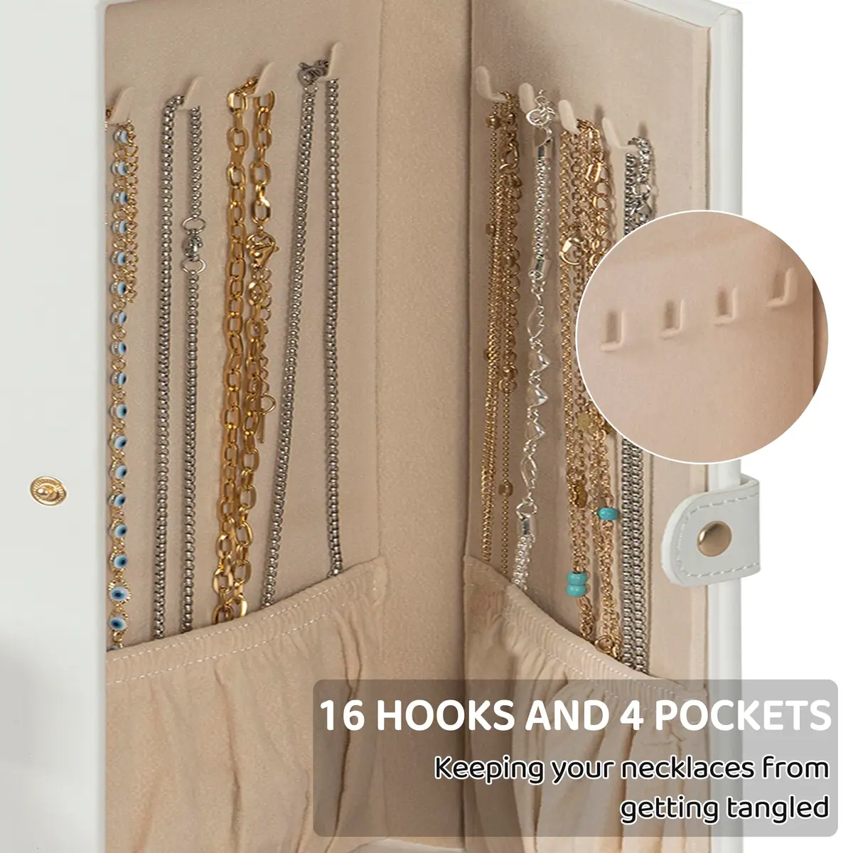 AKOZLIN 6-Tier Jewelry Box 165.1cm (65in) | Lockable Organizer with 5 Drawers & Mirror - view 6