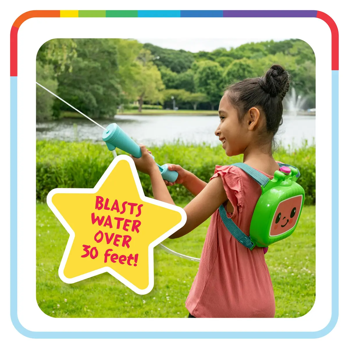 Little Kids Cocomelon Water Backpack Water Toy, Outdoor Water Blaster for Kids | Holds 33oz, Blasts 30ft, Adjustable Straps - view 3