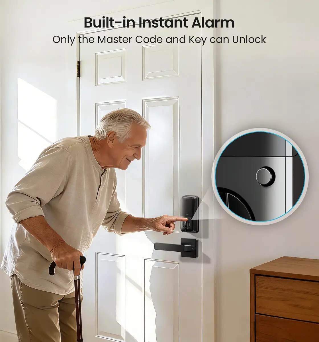 Veise VE06-L Smart Deadbolt Lock with 2 Lever Handle Set, Matte Black | App & Key Control - view 8